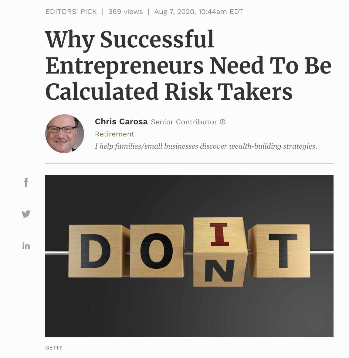 Why Successful Entrepreneurs Need To Be Calculated Risk Takers